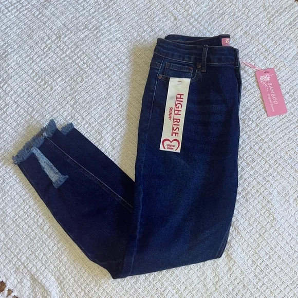 BAMBOO high rise skinny Midnight Blue Ankle Jeans new w/tags sz 17 (juniors) - Picture 6 of 6